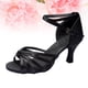 thumbnail image 4 of par de zapatos de tacón alto con tiras anudadas para baile latino para mujer, talla 40 (negro), 4 of 7