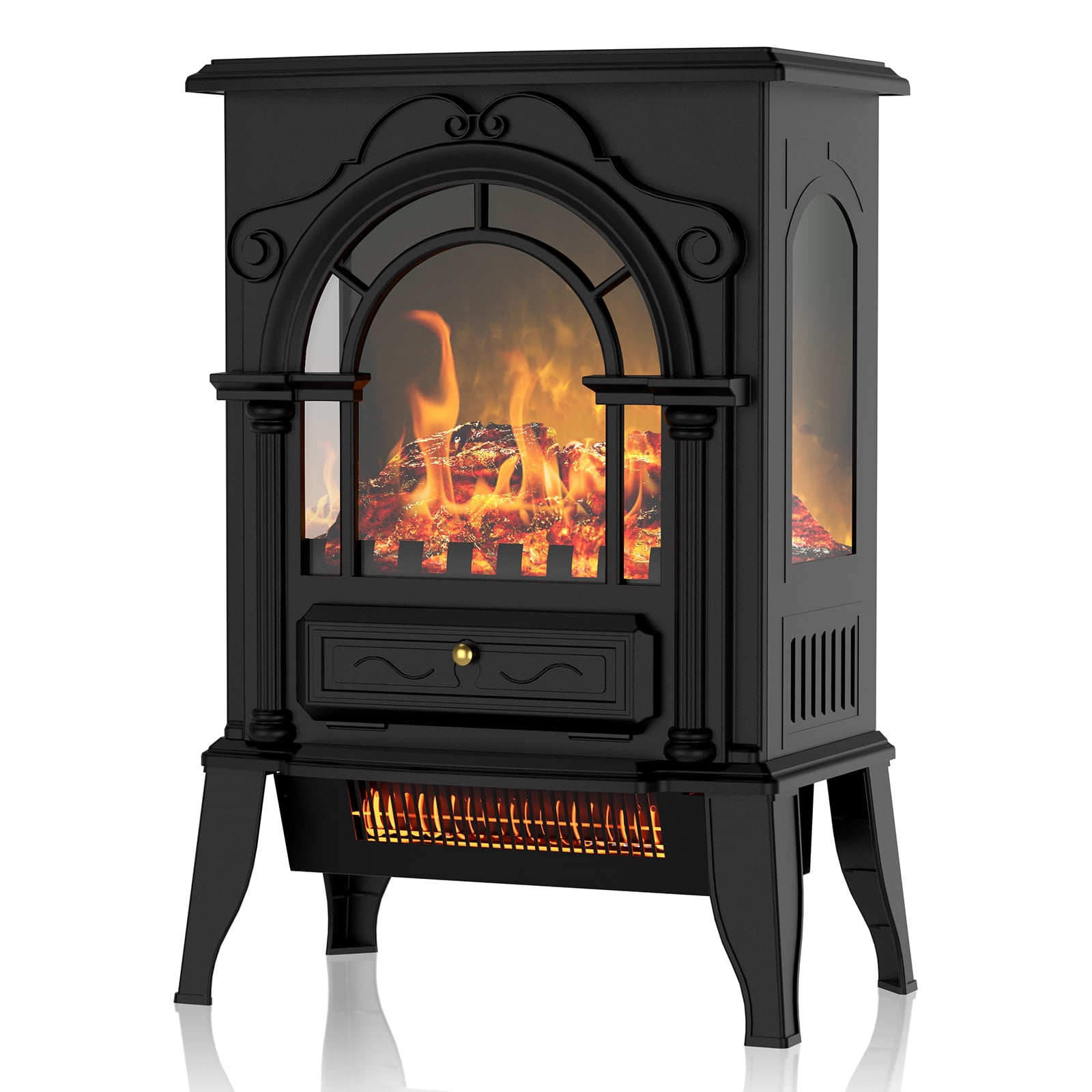 BREEZEHEAT 500 Sq Ft 16" Electric Fireplace Stove with 3-Sided View
