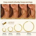 thumbnail image 3 of FindChic Hoop Earrings for Women Stainless Steel Rhombic Pattern Hoops 14K Gold Plated Hollow Tube Loop Earrings Birthday Christmas Jewelry Gifts Her Mom Wife Adults Ideas, 30mm, 3 of 9