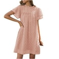 thumbnail image 2 of Lilgiuy Summer Sales Fashion Women Casual Loose Solid Mesh Turtleneck Short Sleeve Long Dress, 2 of 4