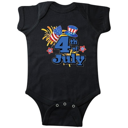 

Inktastic 4th of July with Stars Hat and Fireworks Gift Baby Boy or Baby Girl Bodysuit