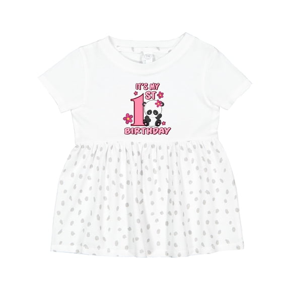 Inktastic It's My First Birthday with Panda Bear Girls Baby Dress