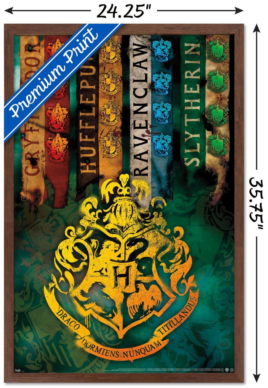 The Wizarding World: Harry Potter - House Crests Wall Poster, 14.725" x 22.375"