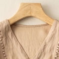 thumbnail image 4 of Short Sleeve Tops for Women Cotton And Linen Crochet Artistic Small Versatile Shirt V Neck Casual Fashion Womens Blouses, 4 of 8