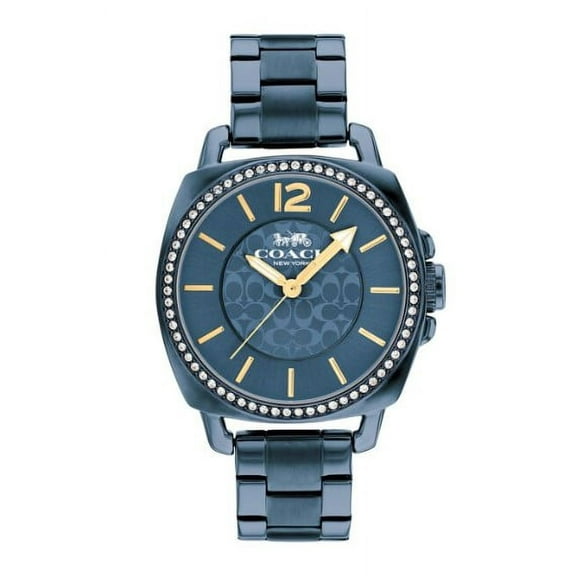 Coach 14503985 Boyfriend Blue/Gold Tone Glitz Dial Stainless Steel Blue Bracelet Band Women's Watch