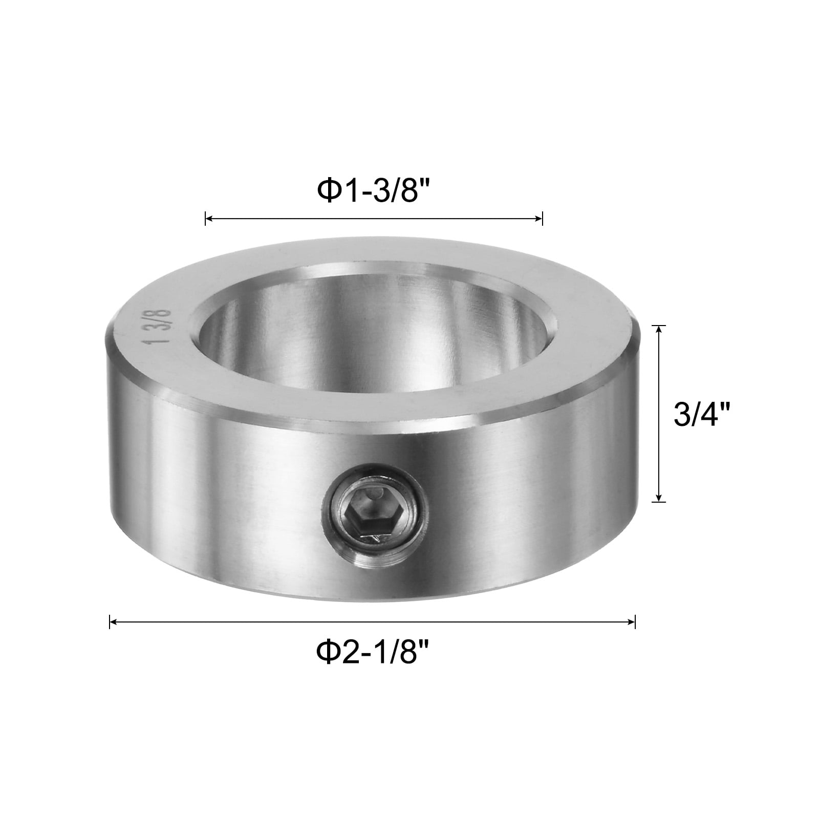 2 Packs Set Screw Collars 1-3/8" Bore 304 Stainless Steel Shaft Collars, 2-1/8" OD, 3/4" Width