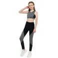 thumbnail image 3 of TiaoBug Kids Girls 2pcs Sport Running Workout Outfit Dance Crop Tank Tops And Legging Pants Activewear Gray-Black 4, 3 of 7