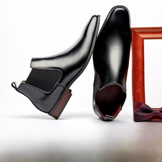 Botas Chelsea de otoño e invierno, botas cortas de cuero genuino para hombre, ropa formal de negocios