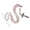 thumbnail image 3 of Religion Christian Round Acrylic Bead Rosary Necklace for Women Men Jesus Cross Pendant Long Chain Fashion Jewelry Gift, 3 of 4