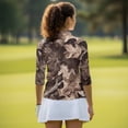 thumbnail image 5 of Uorisanigo Camo Forest Womens Long Sleeve Golf Polo Shirts Size S Comfortable Moisture Wicking Casual Tennis Activewear Fashionable Soft 3/4 Roll Sleeve Athletic Tops with Zipper, 5 of 7