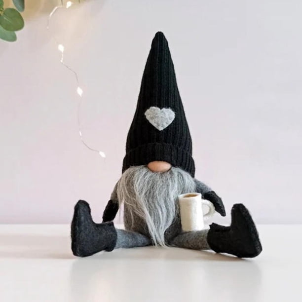 Muñeco Gnomo De Café Muñeco de gnomo de café, decoración de felpa, adornos de granja (mano derecha negra)