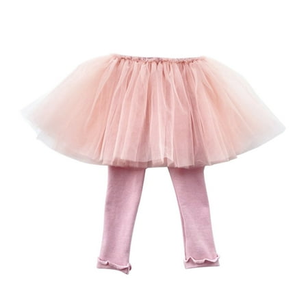 

SYNPOS Little Girls Footless Leggings with Lace Ruffle Tutu Skirt Solid Pantskirt 0-5 Years