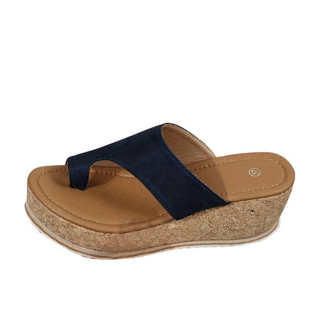 

Cheetah Chunky Wedge Sandals Women 2024 Summer Dressy Casual Slip on Thong Sandal with Toe Ring Cork Slide On Shoes