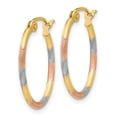thumbnail image 2 of Primal Gold 14 Karat Yellow Gold with White and Rose Rhodium-plated Diamond-cut Hoop Earrings, 2 of 6
