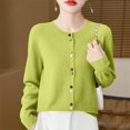 thumbnail image 3 of Women's Soft and Cozy Short-Length Sweater Jacket for Fall and Winter, Round Neck Design, Winter Clothes for Women,Light Green,S, 3 of 5