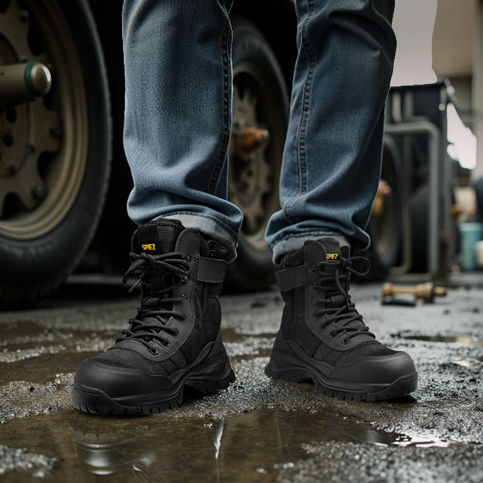 SPIEZ Men's Steel Toe Safety Boots with Kevlar Midsole photo 3