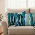 thumbnail image 2 of Teal Ombre Outdoor Waterproof Pillow Covers, Abstract Art Moire Ocean Waves Decorative Rectangle Throw Pillowcase Sofa Cushion Sham for Patio/Couch/Chair, 20"x12" 2 Pack, 2 of 8