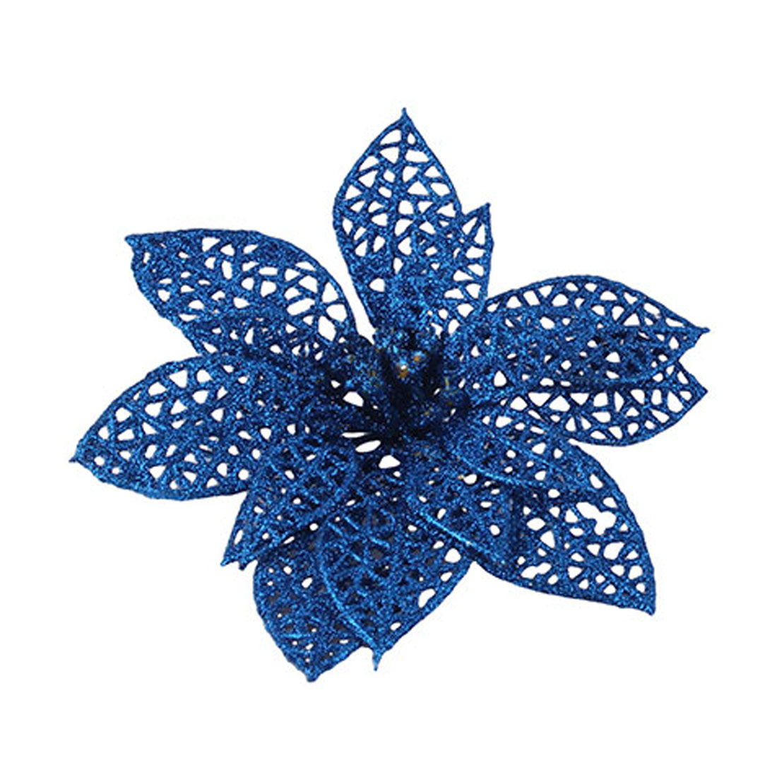 Unique Bargains 10Pc Christmas Tree Decorative Ornaments Artificial Flowers Dark Blue