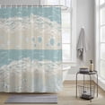 thumbnail image 3 of Ocean Beach Shower Curtain, Abstract Beige Beach Blue Sea Star Turtle Crab Coral Waterproof Shower Curtain Set with 12 Hooks Lightweight Bath Curtains Fabric Bathroom Decor 72x72 Inches, 3 of 9