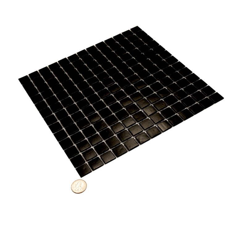 Dune 12 in. x 12 in. Glossy Black Glass Mosaic Wall and Floor Tile (20 sq. ft./case) (20-pack)