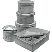Sorbus Dinnerware Storage 5-Piece Set for Protecting or Transporting Dinnerware — Service for 12 — Round Plate and Cup Quilted Protection, Felt Protectors for Plates, Fine China Ca