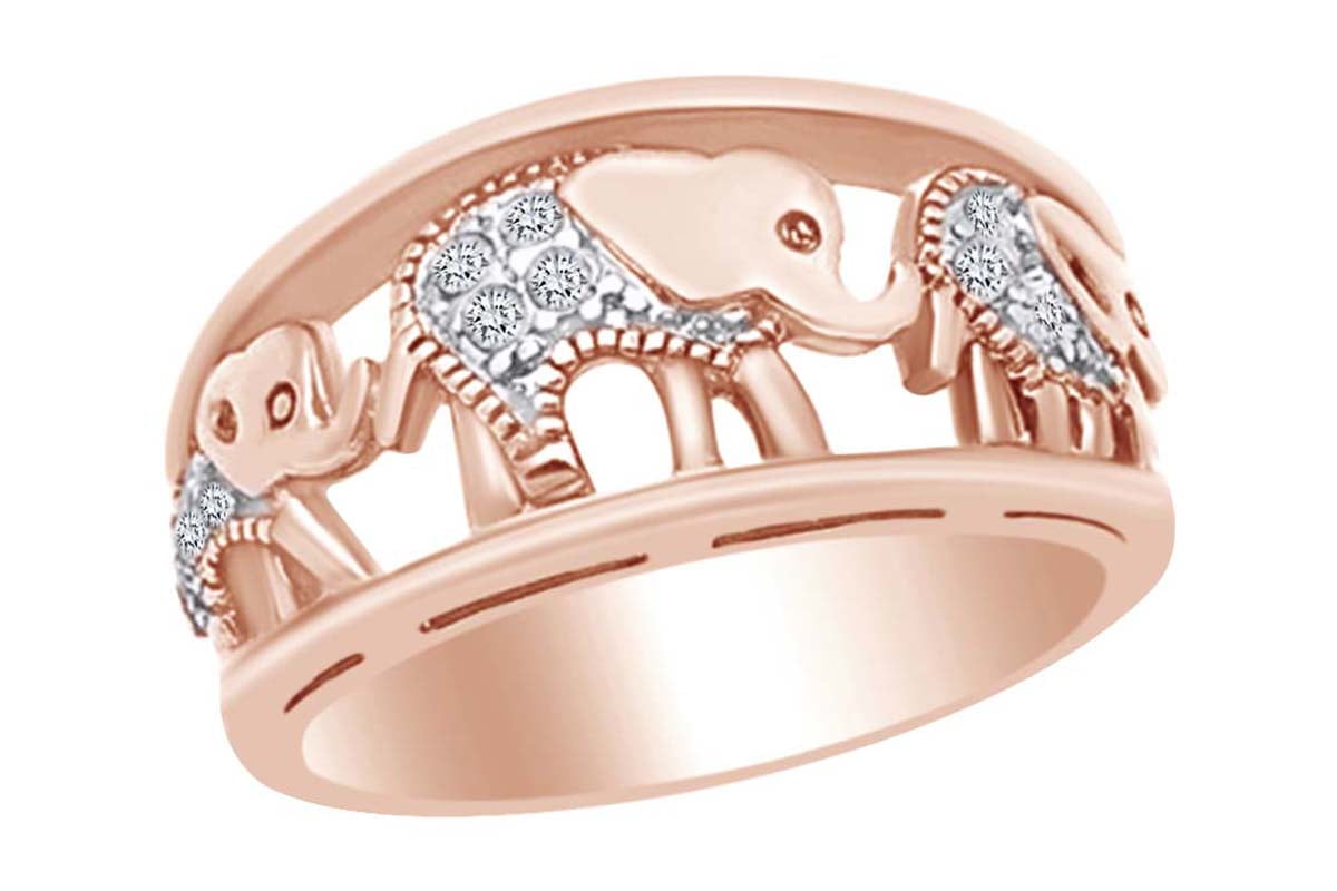 Pretty Delicate Golden Elephant Silver Ring Party Rings Men Women Jewelry Sz6-12 