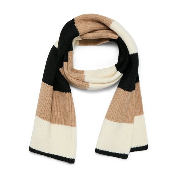 Time and Tru Women's Colorblock Scarf in White/Tan, Adult