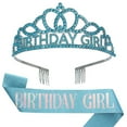 thumbnail image 2 of Yoyauz Women's Birthday Crown & Belt Queen Crystal Crown Rhinestone Hair Band Set Happy Party Decoration Accessories Girls Princess Gift Set, 2 of 6