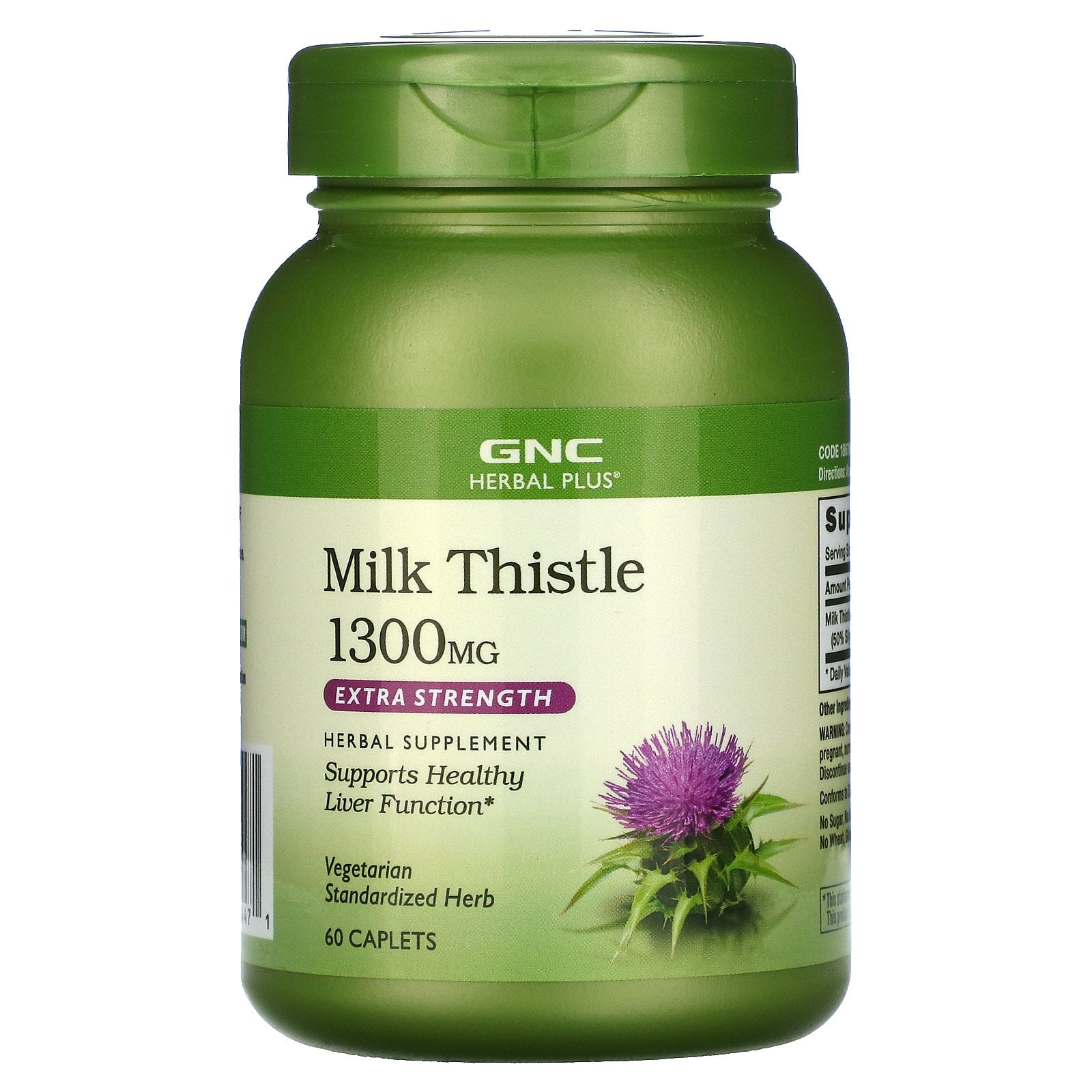 Herbal Plus, Milk Thistle, Extra Strength, 1,300 mg, 60 Caplets, GNC