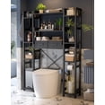 thumbnail image 6 of Over The Toilet Storage with 2 Drawers - iSunirm 11 Tier Bathroom Organizer Freestanding Space Saver Storage Rack with Adjustable Shelf & 4 Hooks for Restroom, Laundry, Black, 6 of 8