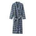 thumbnail image 4 of SELONE Mens Robes Plush Comfy Flannel Bathrobe Lace up Side Argyle Long Sleeve Towel Robe with Pockets Home Sleepwear, 4 of 9