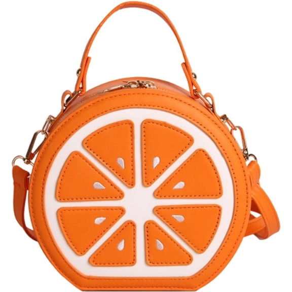 Cute Lemon Fruit Purse Women's Shoulder Handbags Round Cute Crossbody Bags Pu Leather Satchel Mini Small Bags For Shopping Travel Daily Use