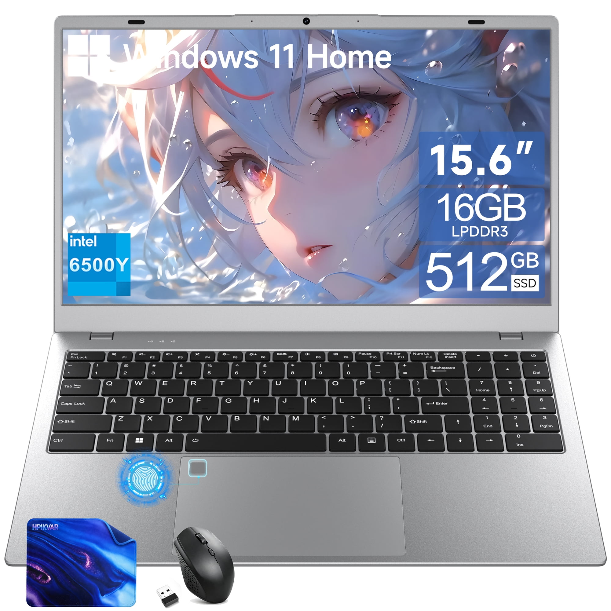 HPIKVAR 15.6" Laptop Computer,16GB RAM 512GB SSD, Intel 6500Y (up to 3.4GHz), Backlit KB, Mouse and Mouse Pad,Windows 11 Home Laptop, 1920*1080 IPS Display WiFi5 BT5.0 for Business Student