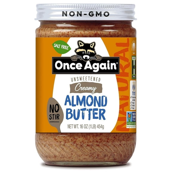 Pack of 6, Once Again Unsweetened Creamy Almond Butter, 16 oz