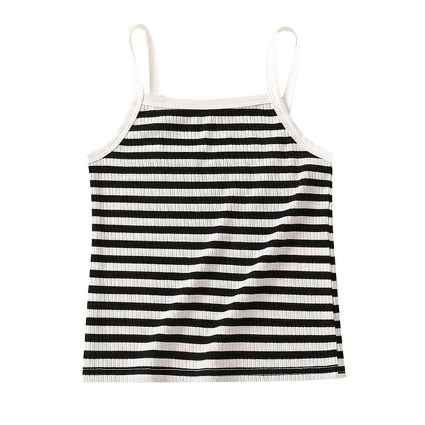nsendm Girls Shirt Big Kid Clothes Top Bow Kids Toddler Baby Girls Spring Summer Sleeveless Striped Vest Clothing Monogrammed Tops Grey 3 4 Years