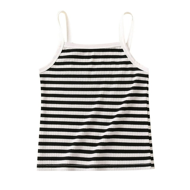 FAOWME Vêtements Sans Manches à Rayures pour Filles Bébé Printemps Été Gris 3-4 Ans