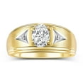 thumbnail image 1 of RYLOS Men's Rings 14K Yellow Gold Classic 8X6MM Oval Gemstone &  Diamond Ring White Topaz April Birthstone Rings For Man Gold Rings Size 11, 1 of 7