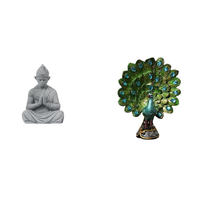 Estatua de Buda Mono y , escultura de animal, figura coleccionable en miniatura, elegante adorno de mesa para decoración del hogar, la oficin