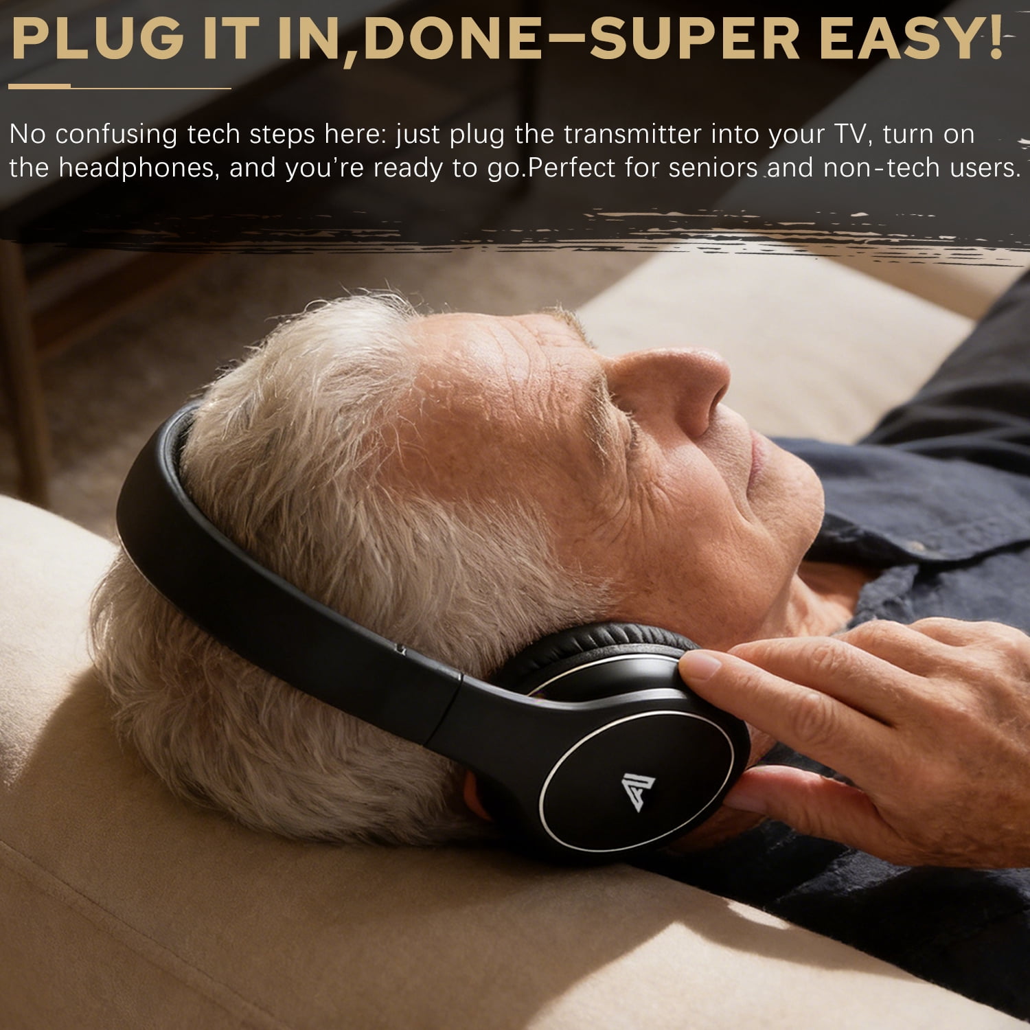 Tv Headsets Wireless Tv Headphones for tv Watching with Transmitter Stereo Earphones Wired with 2.4GHz RF Transmitter Optical RCA AUX FM Radio 100ft for Seniors Watching Home TV Game Computer