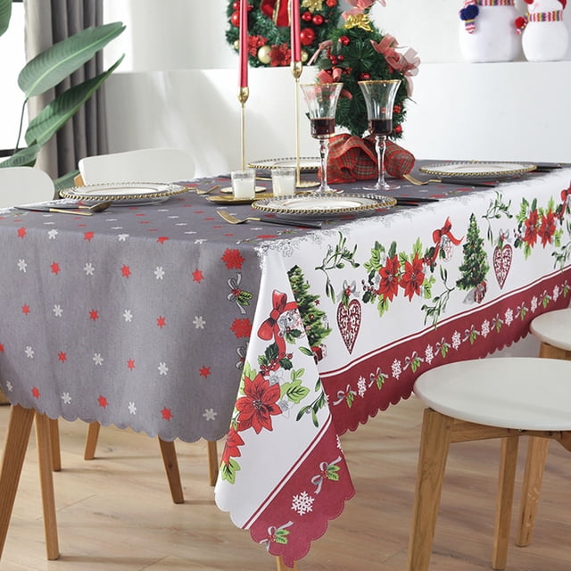 Mantel navideño reutilizable de 5 x 7,2 pies, cubierta de mesa rectangular, mantel impermeable de po Meterk Tipo 2