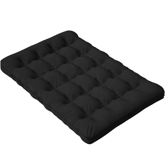 COSMOS Foldable Floor Futon Mattress with Anti-Slip Base, Full Size Roll Up Sofa Bed Mattress in Black Corduroy