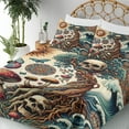 thumbnail image 3 of Ambesonne Gothic Art Fitted & Top Sheet Set with Shams, Mystic Forest Arcane, Orange and Dark Teal, 3 of 5