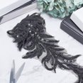 thumbnail image 4 of 1 yarda de ribete de encaje con cuentas, cinta de encaje con lentejuelas negras, apliques con forma de flecha, ribete de malla, 4 of 5