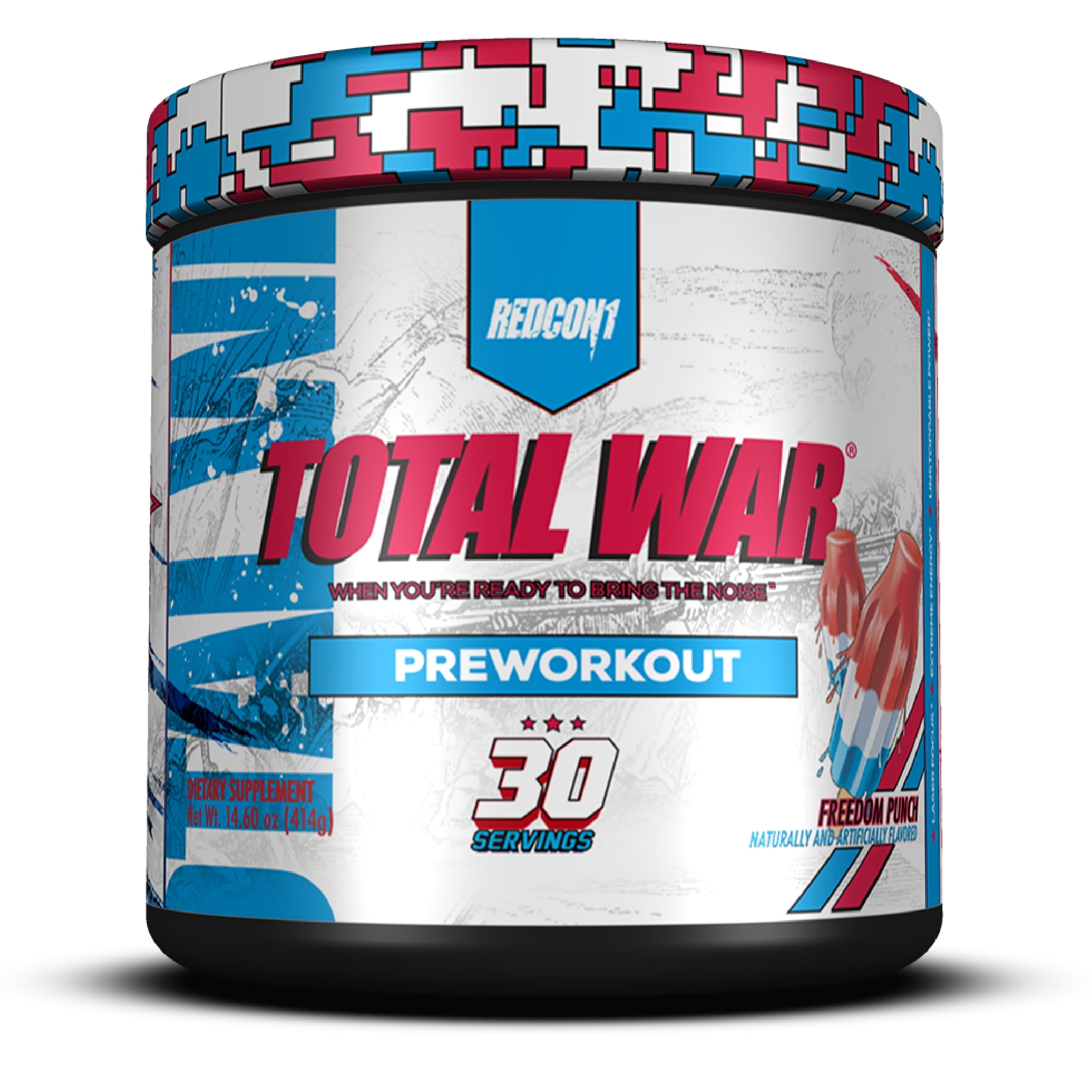 Redcon1 Total War Pre-Workout Powder, Freedom Punch, Protein Supplement, 14.60 oz, 30 Servings