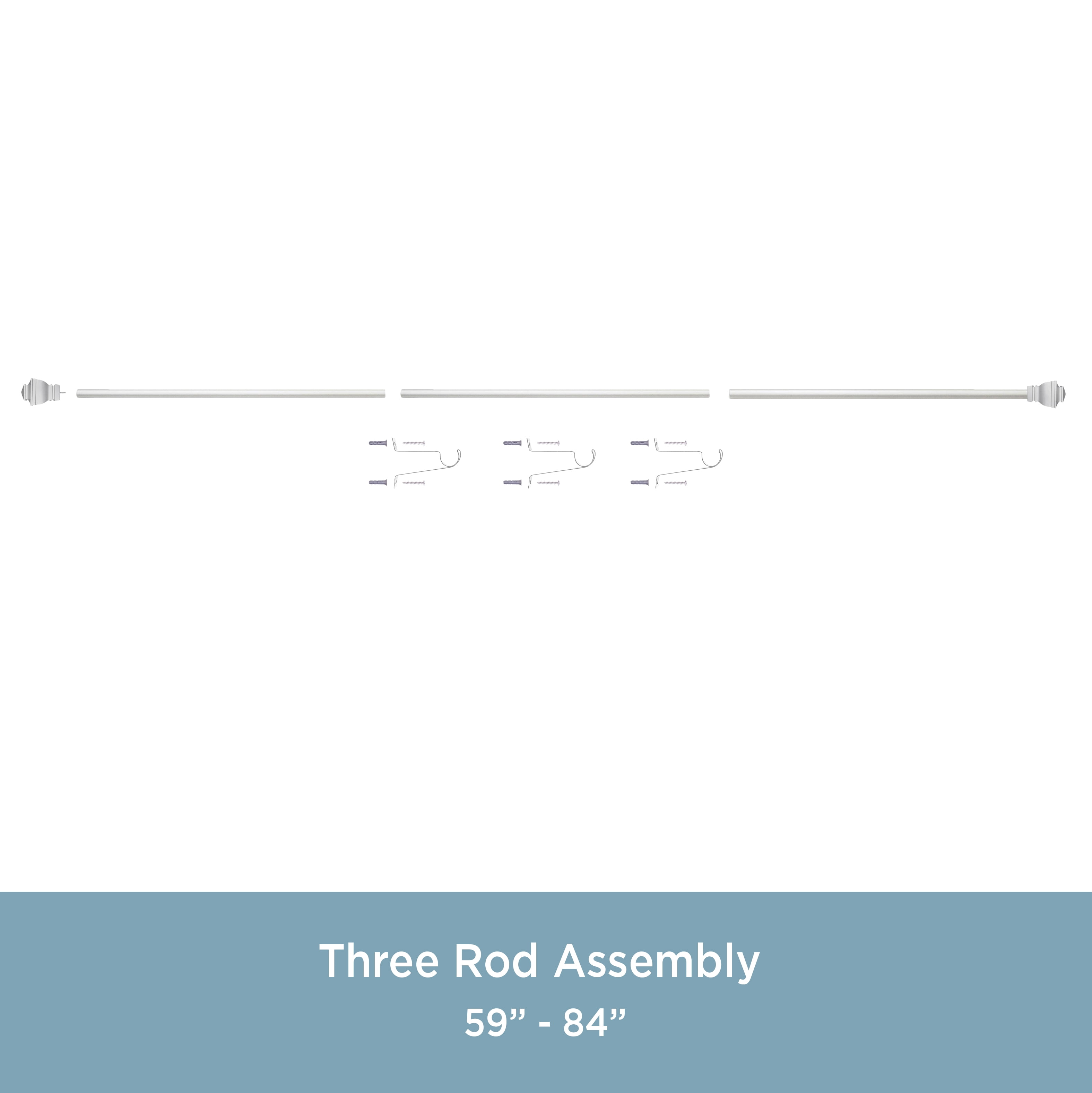 Kenney Riley Adjustable Window Curtain Rod, 30-84 Inch, Satin Nickel Finish