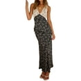 thumbnail image 4 of Coduop Women Deep V Neck Dress Floral Sleeveless Backless Cocktail Party Bodycon Long Dress, 4 of 9
