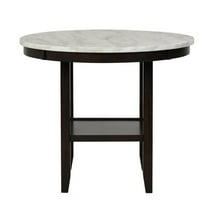 Kate 42 Inch Round Counter Table with Faux Marble, White and Black
