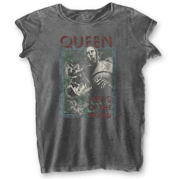Queen Ladies T-Shirt: News of the World (Burnout) (Large)