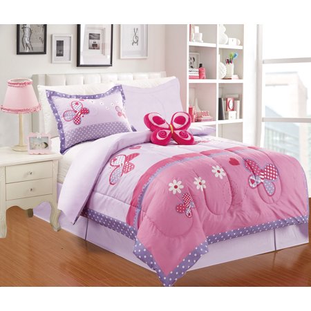 All American Collection 4 Piece Twin Size Butterfly Comforter Set