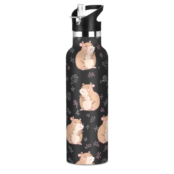 Kids Insulated Stainless Steel Sports Water Bottle 600ml (20oz) Cartoonish Capybaras